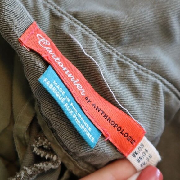 Anthropologie Cartonnier Olive Green Tie Waist Straight Leg Pants Size 4 - Picture 5 of 5